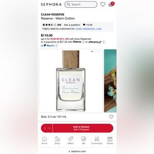 CLEAN RESERVE WARM COTTON 3.4 OZ EAU DE PARFUM SPRAY (BRAND NEW IN BOX)